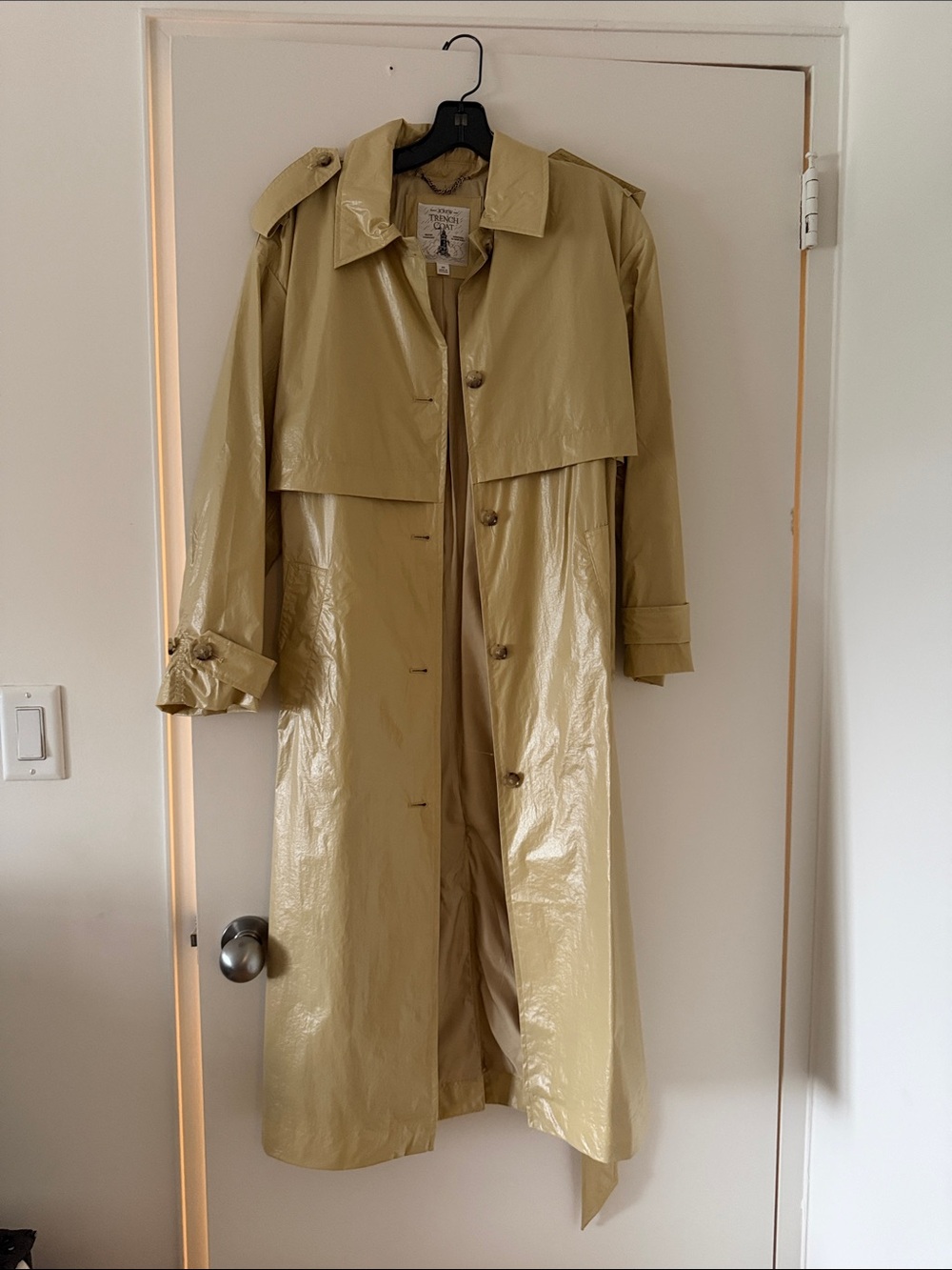 J. Crew Glossy Beige Trench Coat